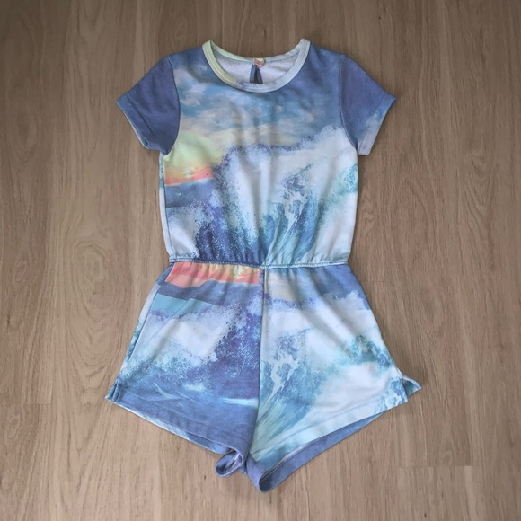 WILDFOX FRENCH TERRY OCEAN WAVE PRINT COZY ROMPER XS URBAN OUTFITTERS - Picture 4 of 10